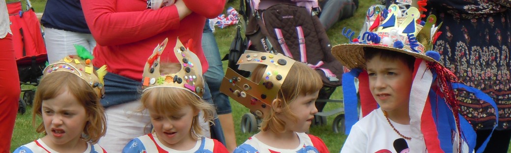 Village children wearing competition hats